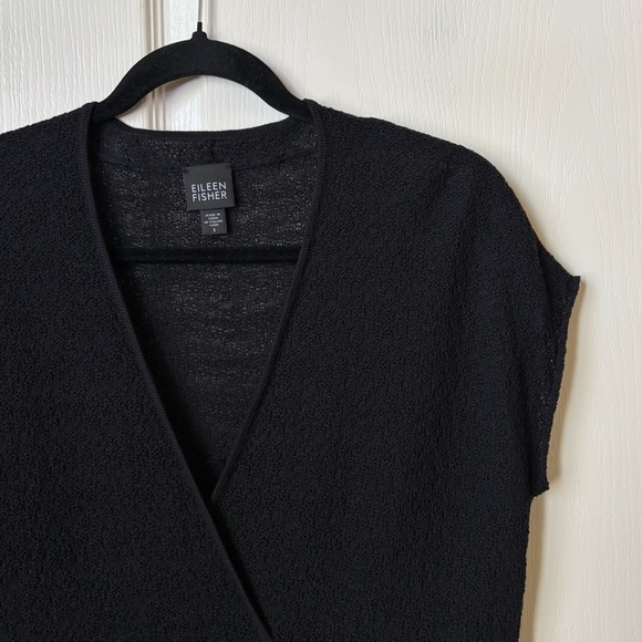 Eileen Fisher Wool Midi Dress Textured Knit Wrap V-Neck Small - Picture 7 of 12